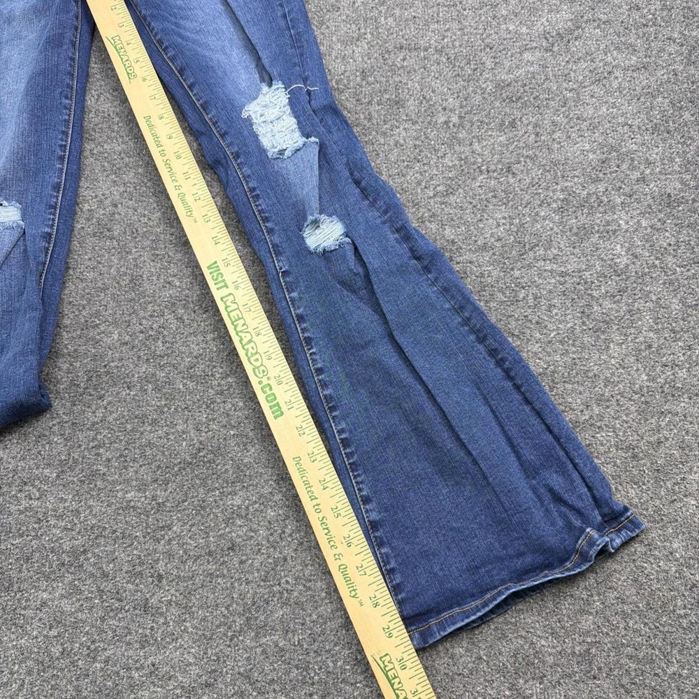 Resfeber Flare Jeans Size 8 Distressed Ripped Blue Denim Bell Bottom Stretch - Picture 5 of 7